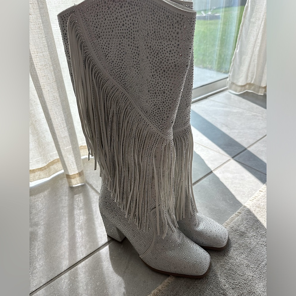 White Rhinestone Cowboy Boots